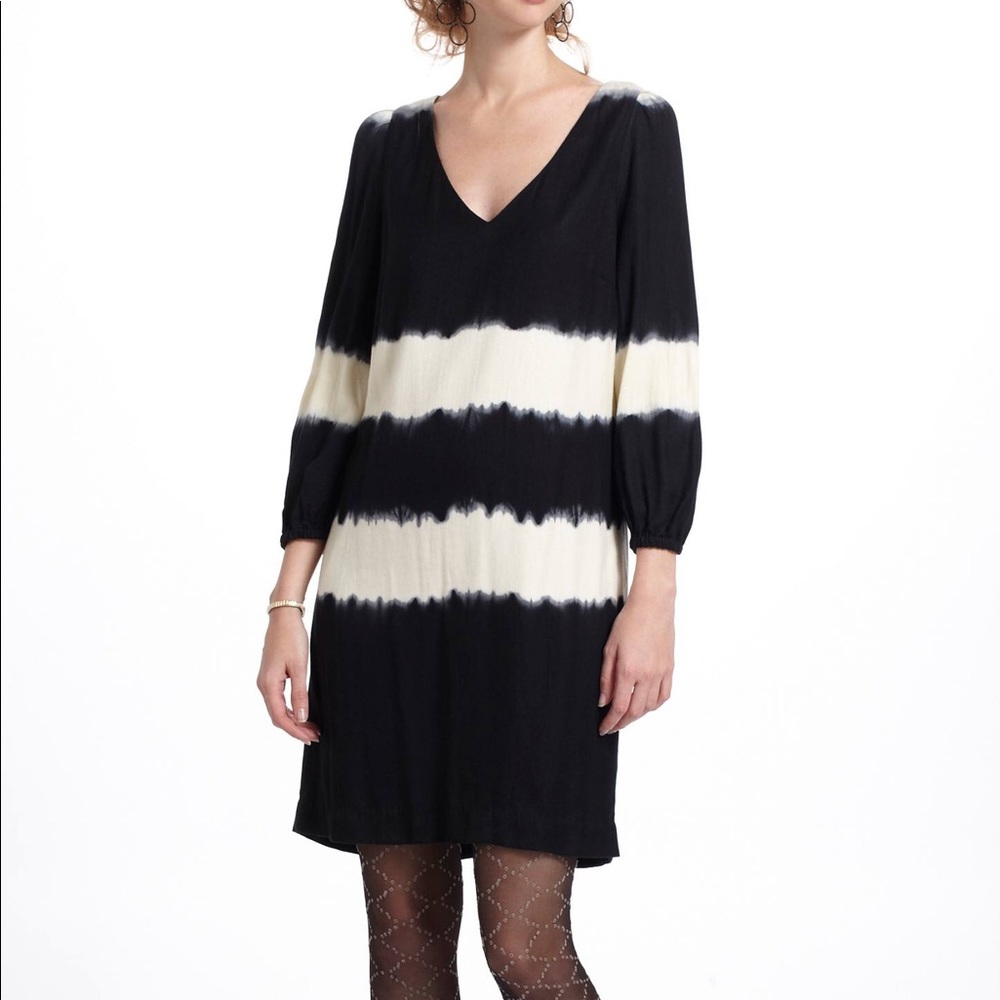 Anthropologie Floreat Inkwash Black Shift Dress 0